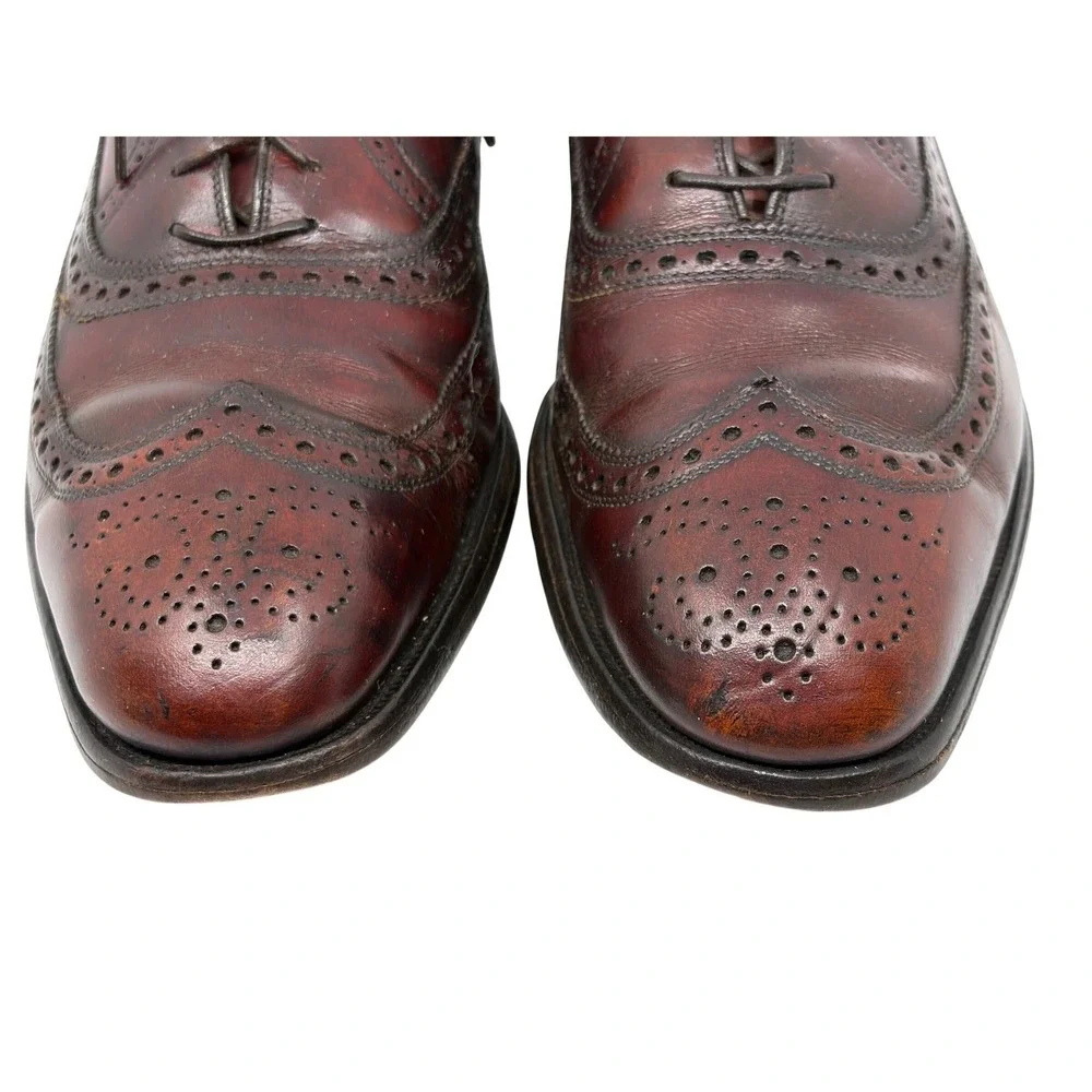 Allen Edmonds McAllister Burgundy Brown Leather Wingtip Brogue Oxford Shoes 11 B